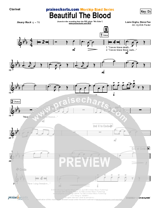 Beautiful The Blood Clarinet (FEE Band)