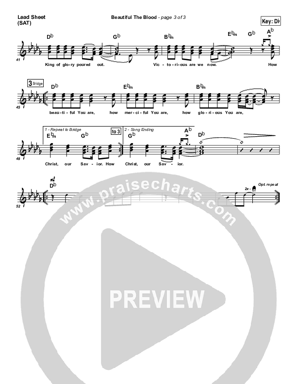 Beautiful The Blood Lead Sheet (SAT) (FEE Band)