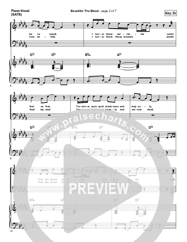 Beautiful The Blood Piano/Vocal (SATB) (FEE Band)