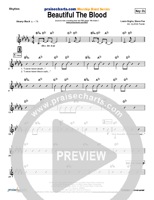 Beautiful The Blood Rhythm Chart (FEE Band)