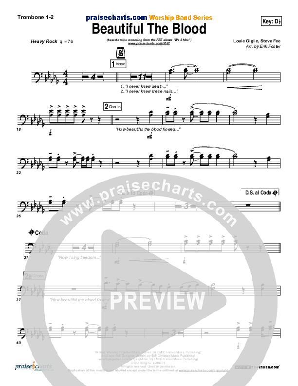 Beautiful The Blood Trombone 1/2 (FEE Band)