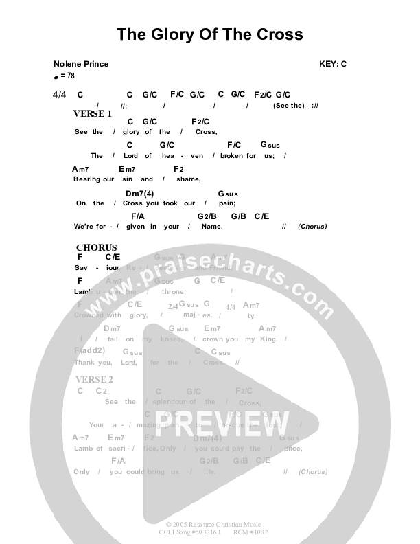The Glory Of The Cross Chords & Lyrics (Dennis Prince / Nolene Prince)