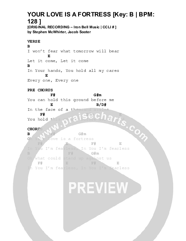 Your Love Is A Fortress Chords & Lyrics (Iron Bell Music)