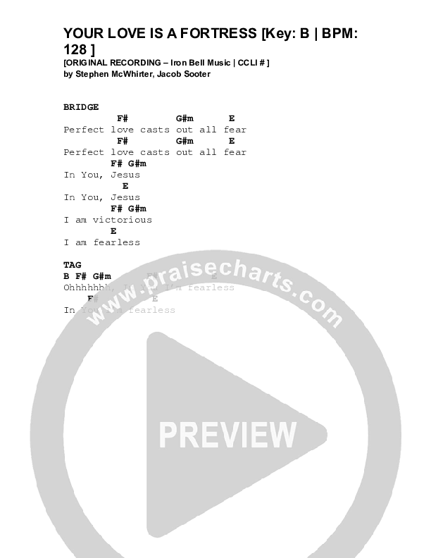 Your Love Is A Fortress Chords & Lyrics (Iron Bell Music)