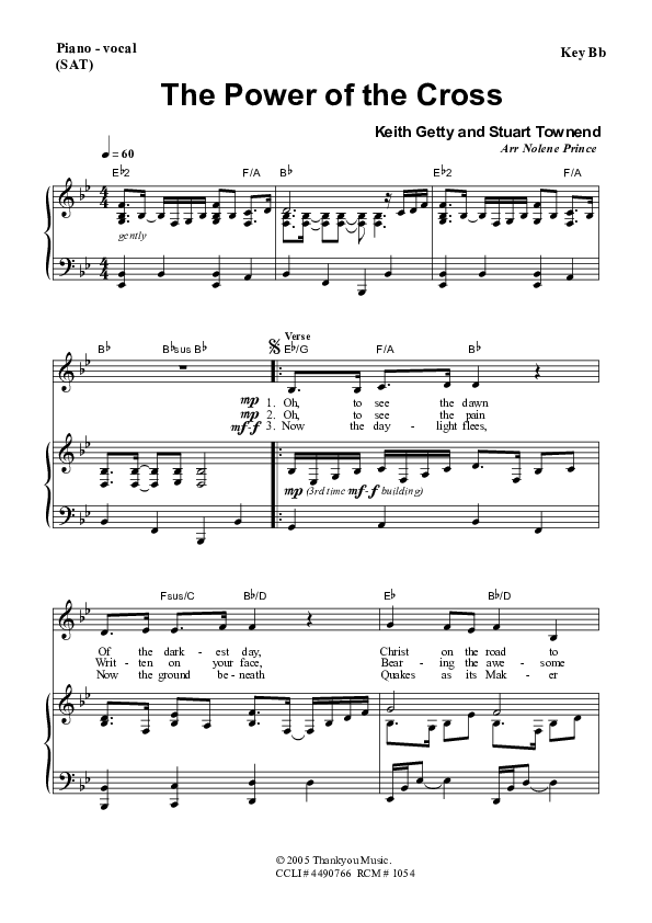 The Power Of The Cross Piano/Vocal & Lead (Dennis Prince / Nolene Prince)