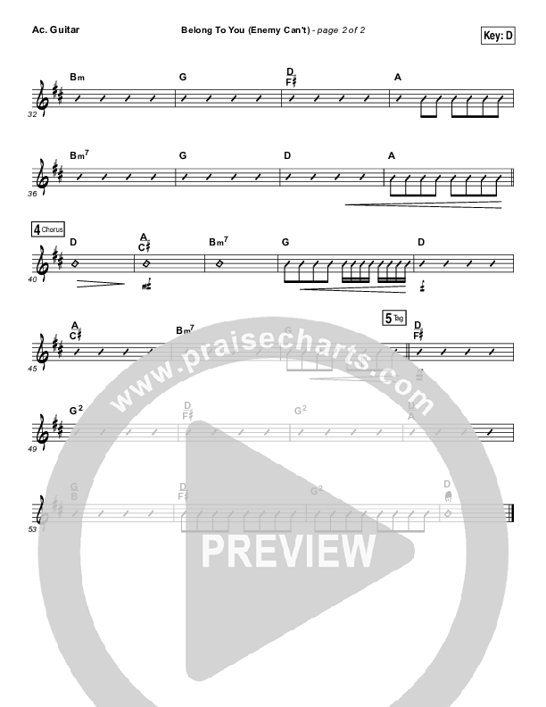 Belong To You (Enemy Can't) Acoustic Guitar (Iron Bell Music)