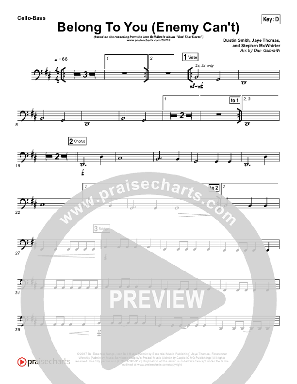 Belong To You (Enemy Can't) Cello/Bass (Iron Bell Music)