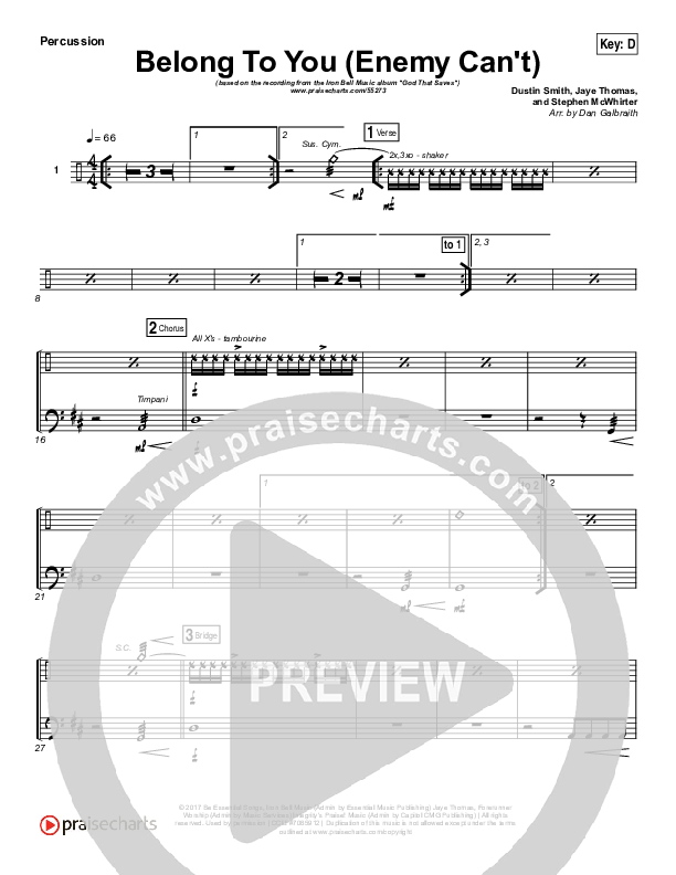 Belong To You (Enemy Can't) Percussion (Iron Bell Music)