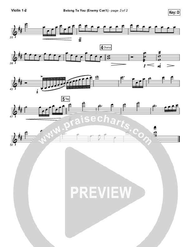 Belong To You (Enemy Can't) Violin 1/2 (Iron Bell Music)