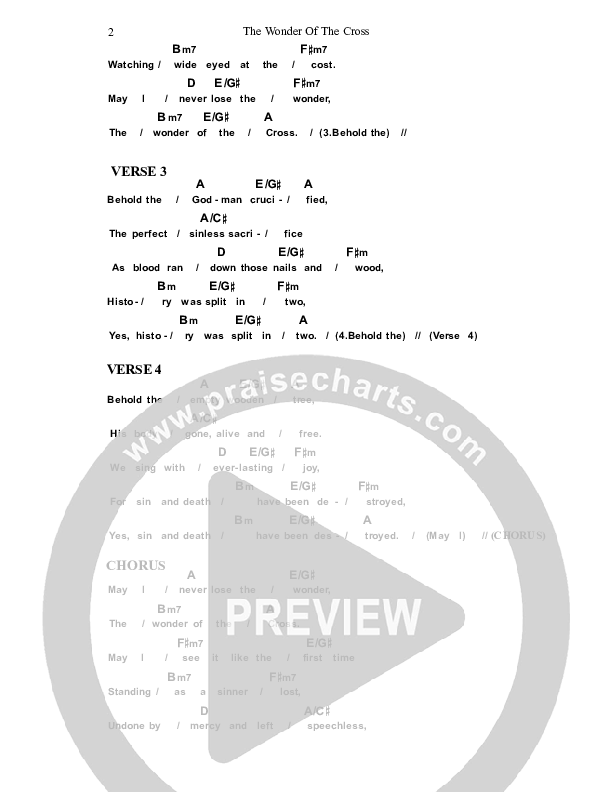 The Wonder Of The Cross Chords & Lyrics (Dennis Prince / Nolene Prince)