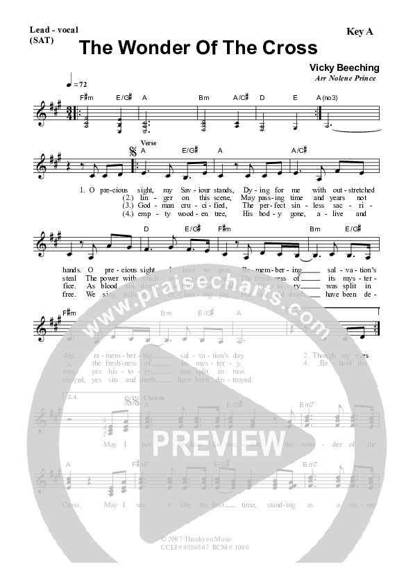 The Wonder Of The Cross Piano/Vocal & Lead (Dennis Prince / Nolene Prince)
