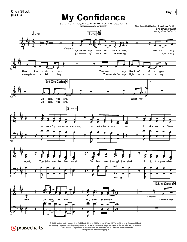 My Confidence Choir Sheet (SATB) (Iron Bell Music)