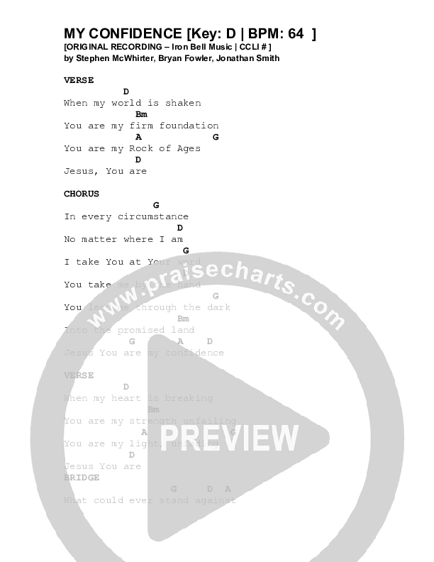 My Confidence Chords & Lyrics (Iron Bell Music)