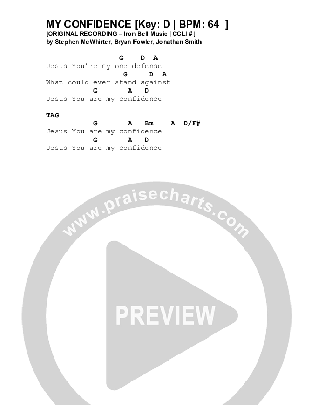 My Confidence Chords & Lyrics (Iron Bell Music)