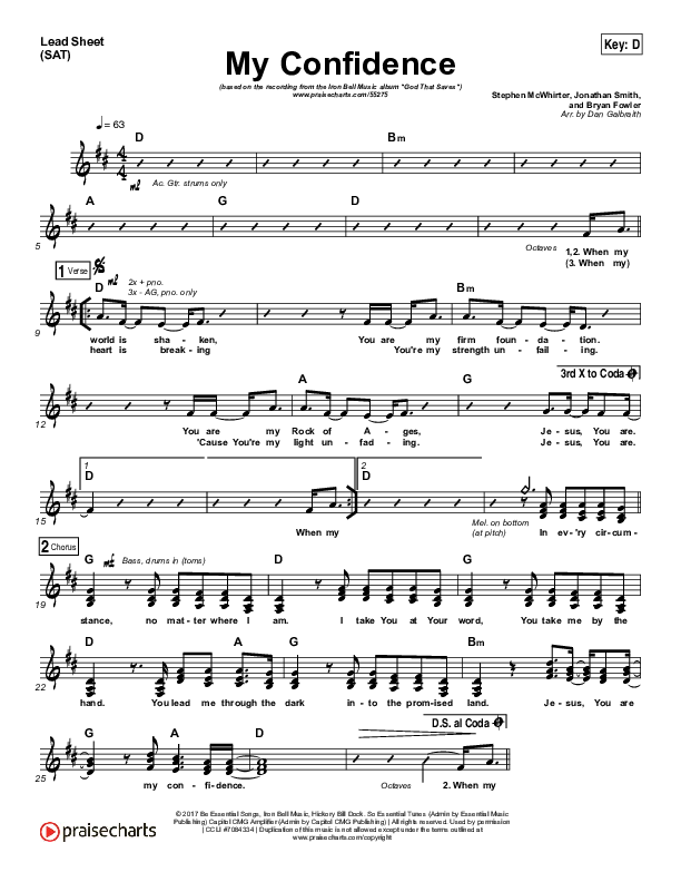My Confidence Lead Sheet (SAT) (Iron Bell Music)