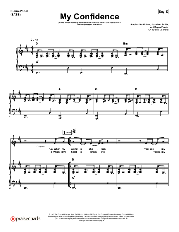 My Confidence Piano/Vocal (SATB) (Iron Bell Music)