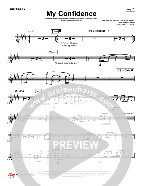 My Confidence Tenor Sax 1/2 (Iron Bell Music)