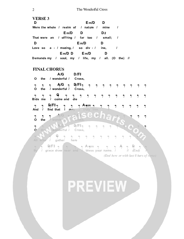 The Wonderful Cross Chords & Lyrics (Dennis Prince / Nolene Prince)