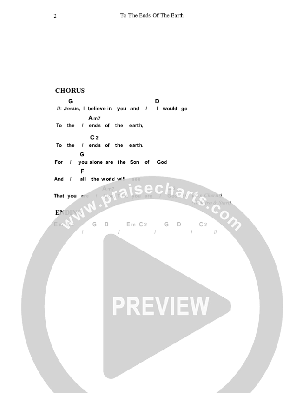 To The Ends Of The Earth Chords & Lyrics (Dennis Prince / Nolene Prince)