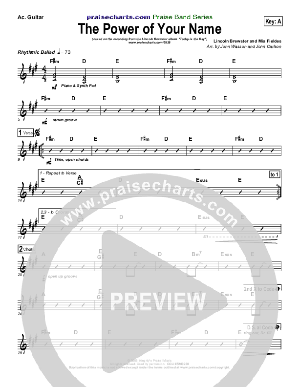 The Power Of Your Name Acoustic Guitar (Lincoln Brewster)