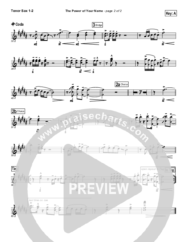 The Power Of Your Name Tenor Sax 1/2 (Lincoln Brewster)