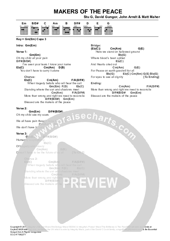 Makers Of The Peace Chords & Lyrics (Stu Garrard / The Brilliance)