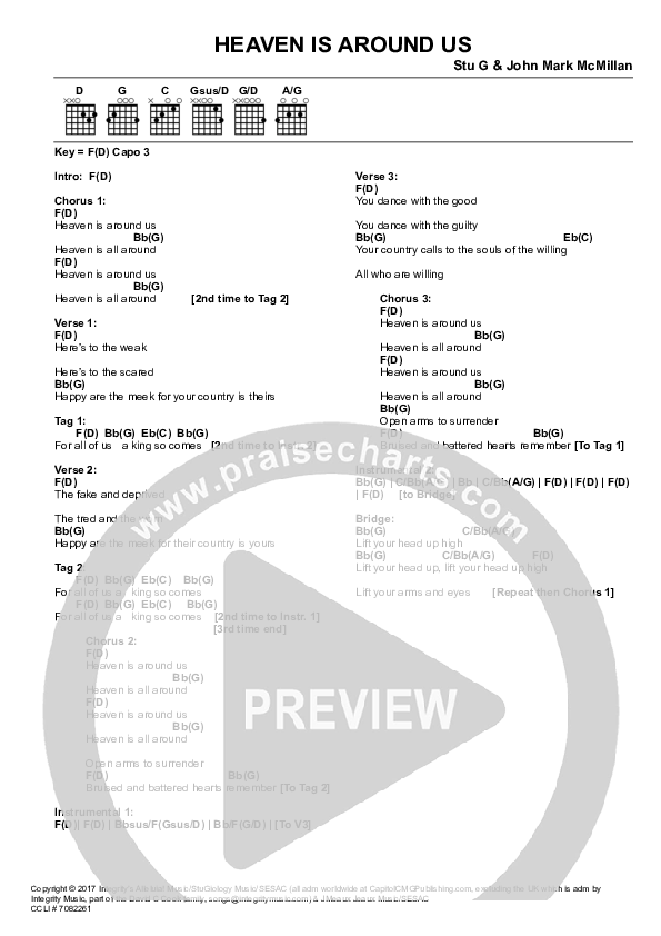 Heaven Is All Around Us Chord Chart (Stu Garrard / John Mark McMillan)