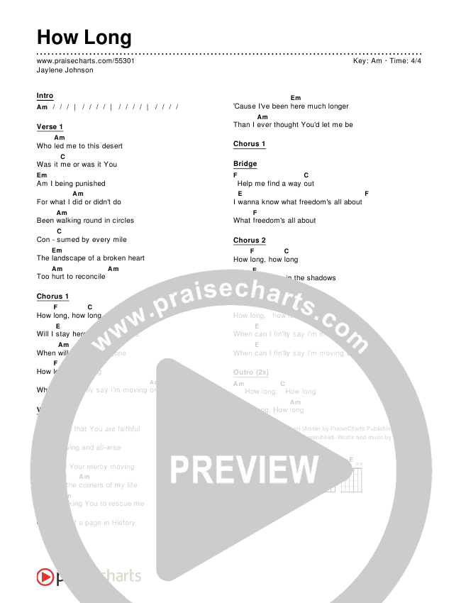 How Long Chords & Lyrics (Jaylene Johnson)