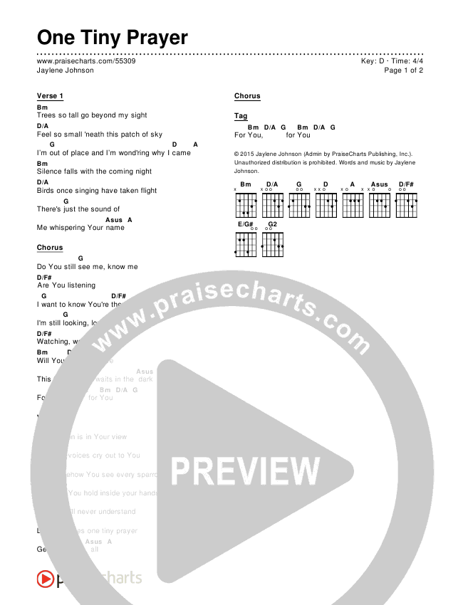 One Tiny Prayer Chords & Lyrics (Jaylene Johnson)