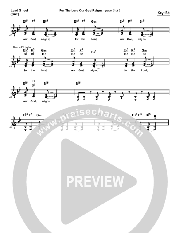 For The Lord Our God Reigns Lead Sheet (Craig Smith)