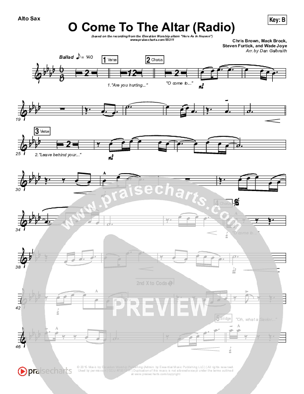 O Come To The Altar (Radio) Alto Sax (Elevation Worship)