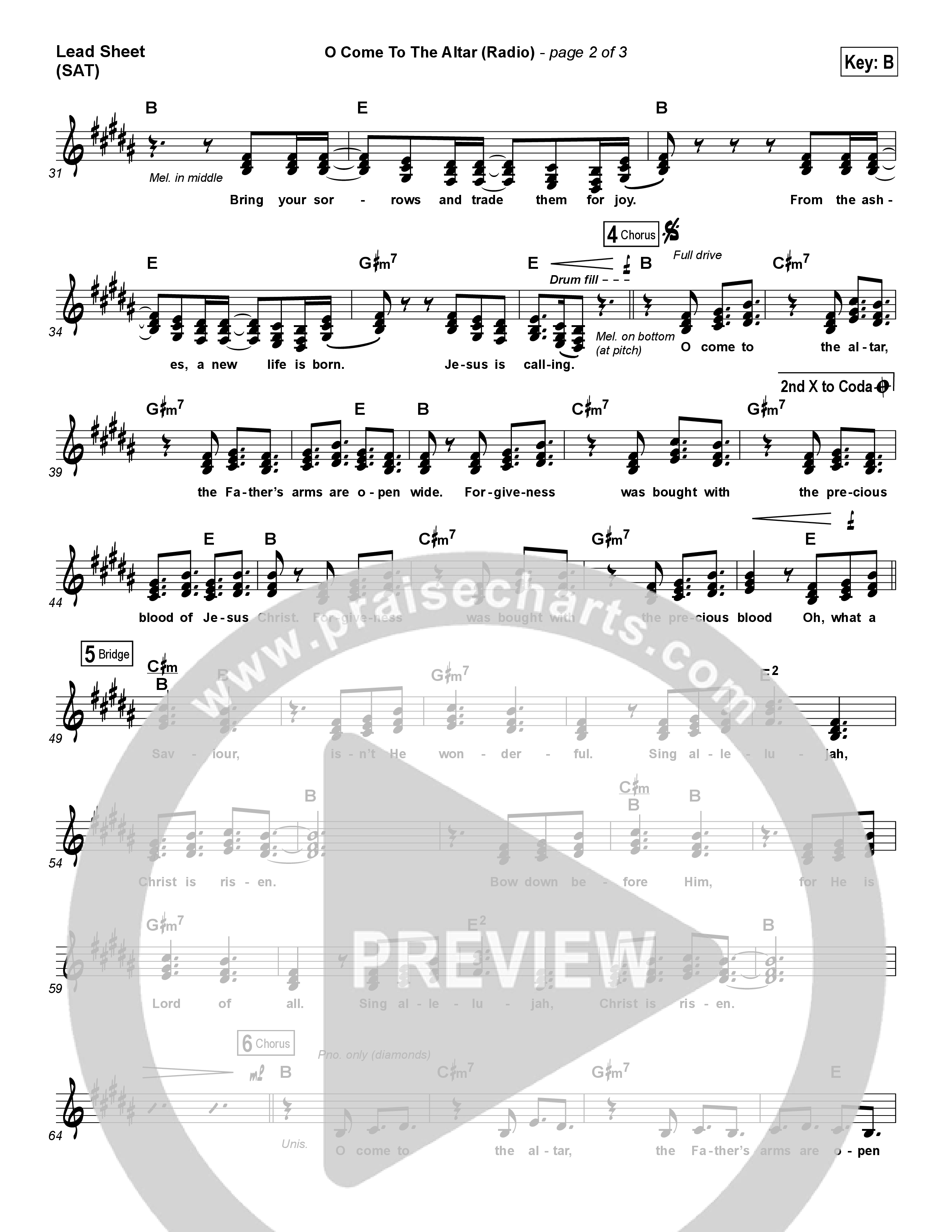 O Come To The Altar (Radio) Lead Sheet (SAT) (Elevation Worship)