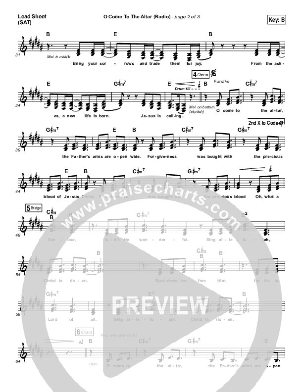 O Come To The Altar (Radio) Lead Sheet (SAT) (Elevation Worship)