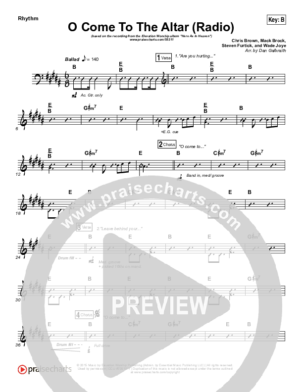 O Come To The Altar (Radio) Rhythm Chart (Elevation Worship)