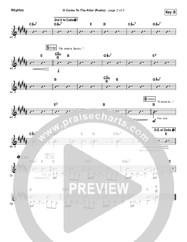 O Come To The Altar (Radio) Rhythm Chart (Elevation Worship)