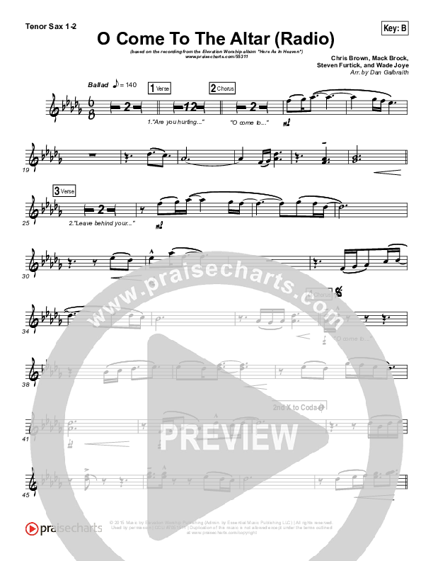 O Come To The Altar (Radio) Tenor Sax 1/2 (Elevation Worship)