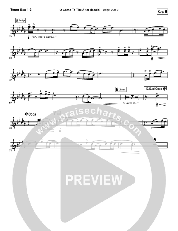 O Come To The Altar (Radio) Tenor Sax 1/2 (Elevation Worship)