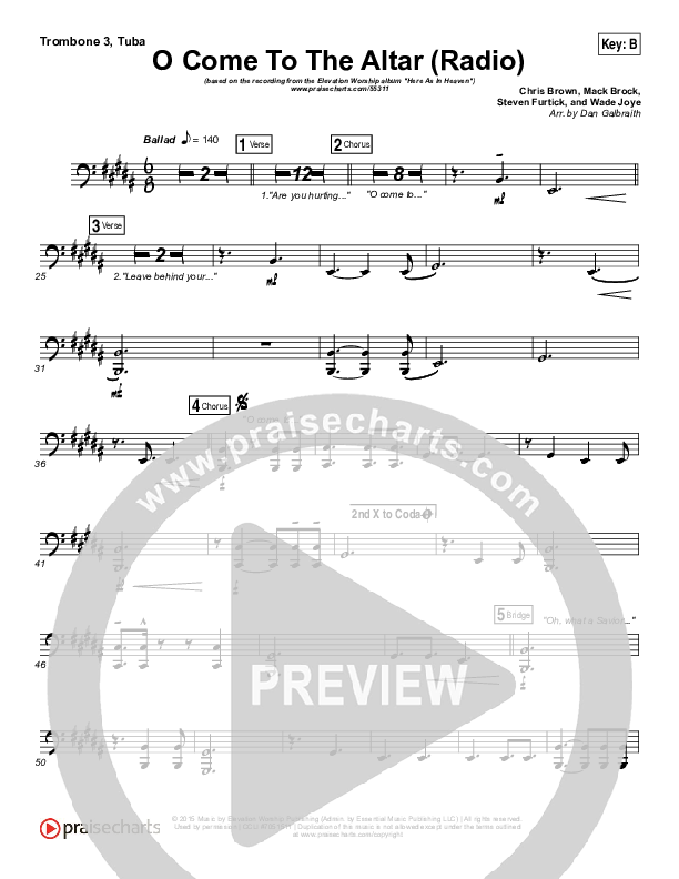 O Come To The Altar (Radio) Trombone 3/Tuba (Elevation Worship)