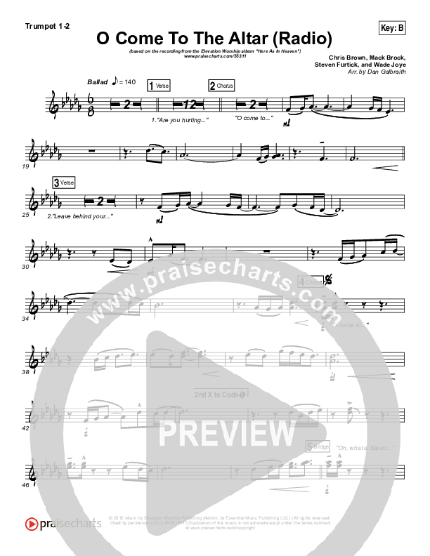 O Come To The Altar (Radio) Trumpet 1,2 (Elevation Worship)