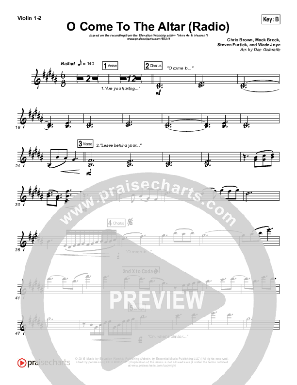 O Come To The Altar (Radio) Violin 1/2 (Elevation Worship)