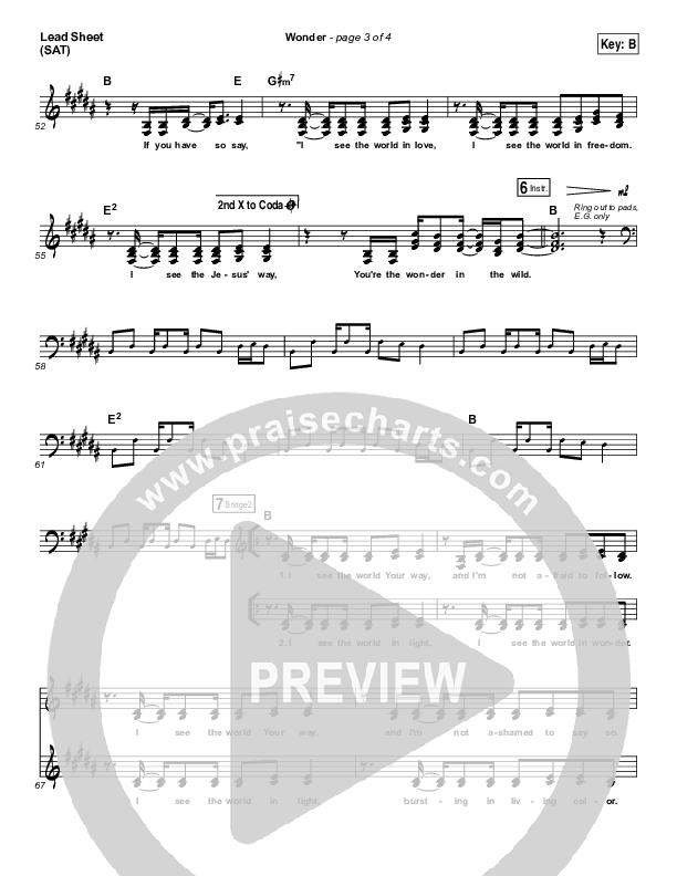 Wonder Lead Sheet (SAT) (Hillsong UNITED)