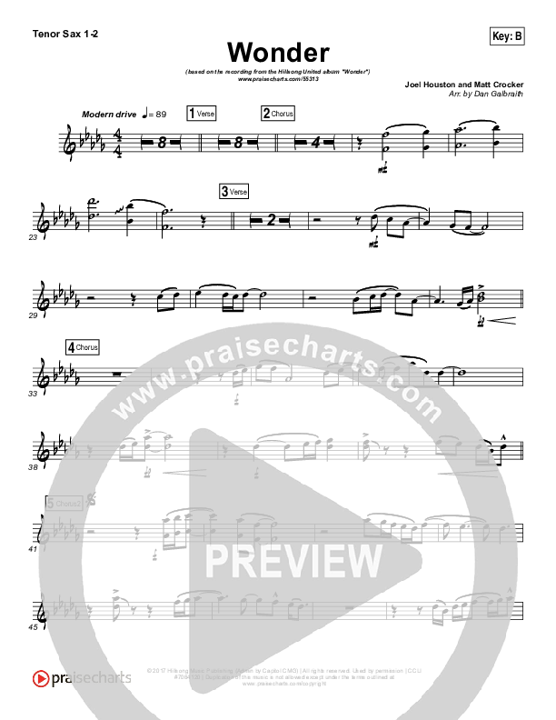 Wonder Tenor Sax 1/2 (Hillsong UNITED)