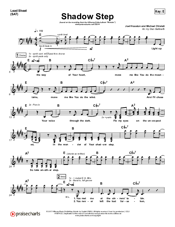 Shadow Step Lead Sheet (SAT) (Hillsong UNITED)