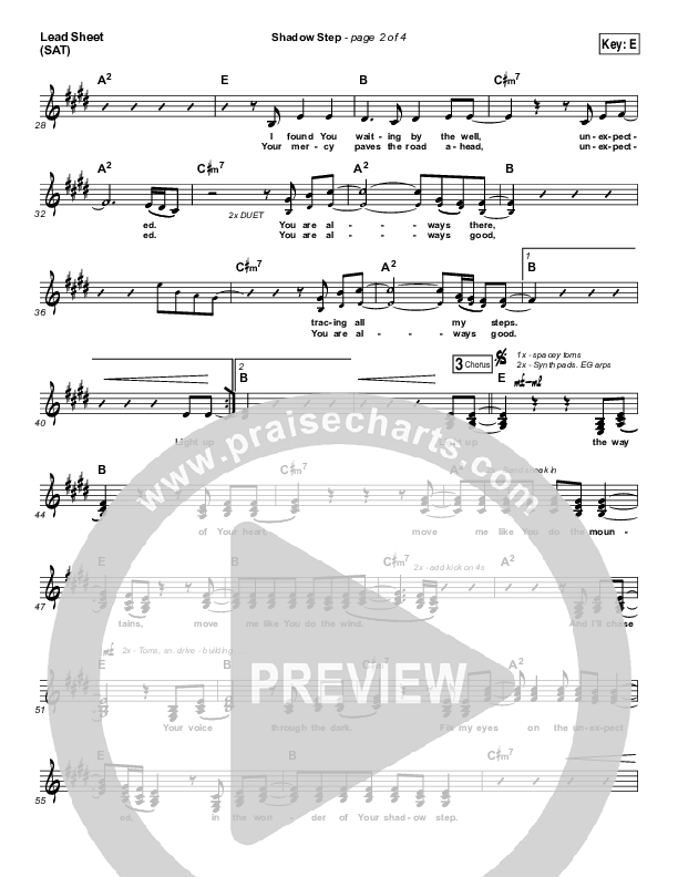 Shadow Step Lead Sheet (SAT) (Hillsong UNITED)