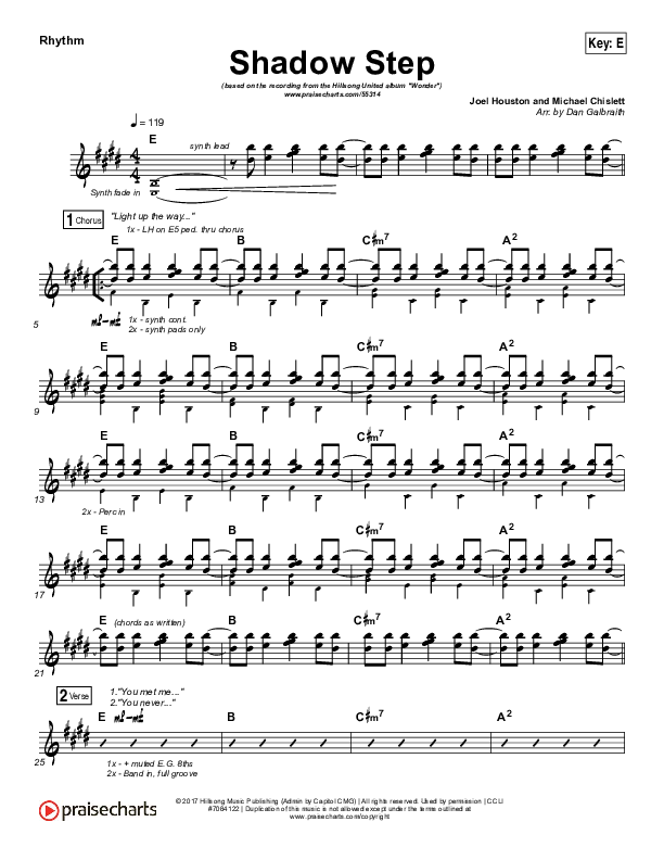 Shadow Step Rhythm Chart (Hillsong UNITED)