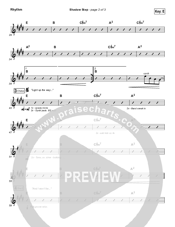 Shadow Step Rhythm Chart (Hillsong UNITED)