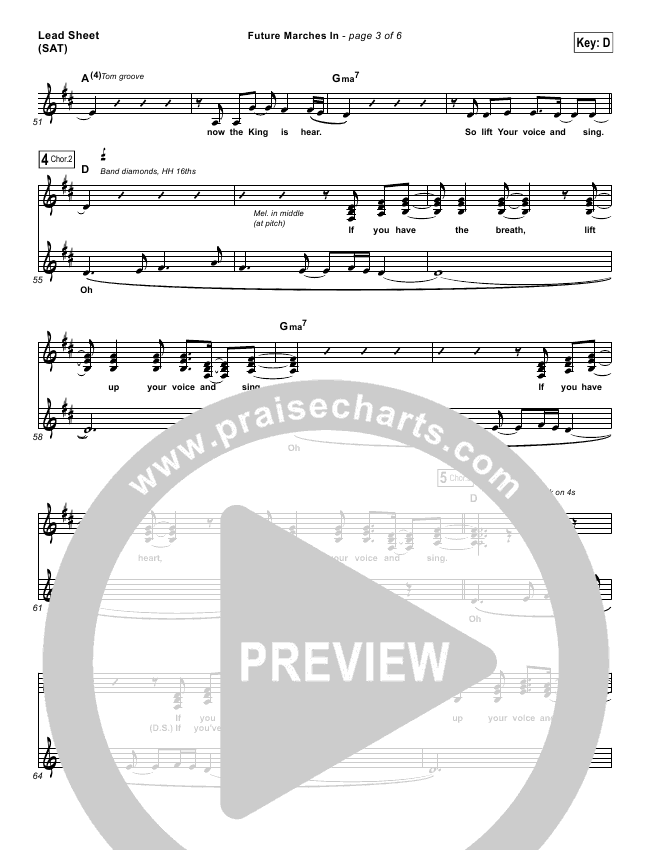 Future Marches In Lead Sheet Sat Hillsong United Praisecharts praisecharts