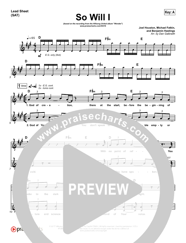 So Will I (100 Billion X) Sheet Music PDF (Hillsong UNITED) - PraiseCharts