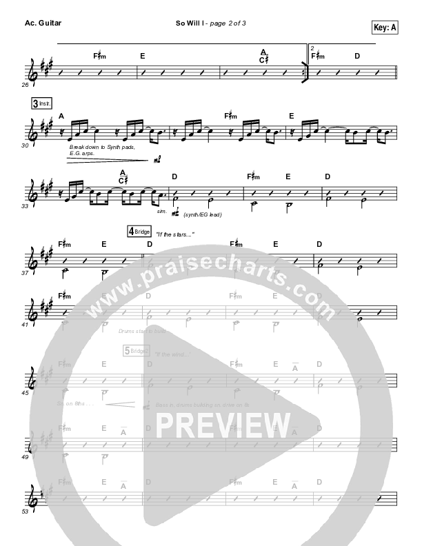 So Will I (100 Billion X) Acoustic Guitar (Hillsong UNITED)