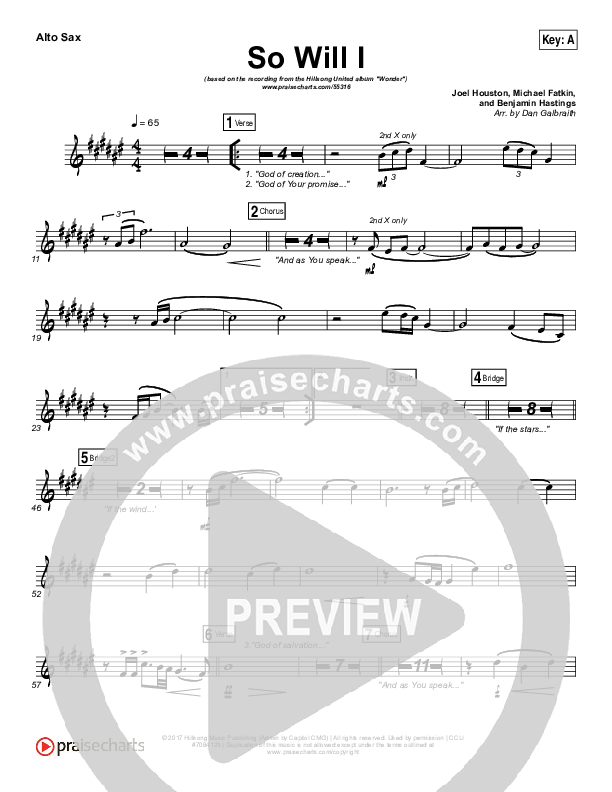 So Will I (100 Billion X) Alto Sax (Hillsong UNITED)